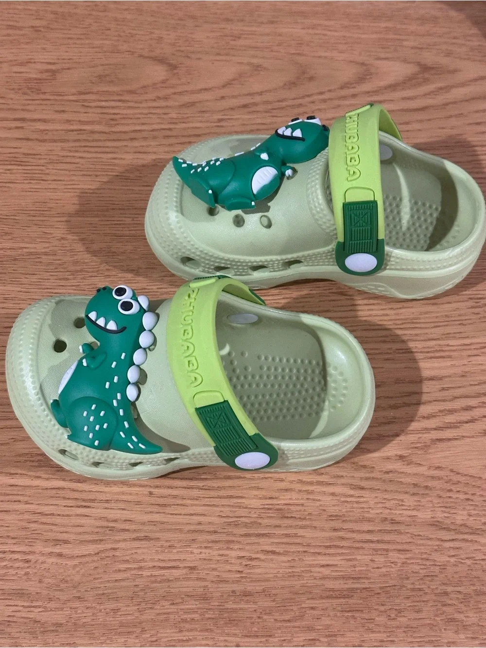 Kids Dinosaur Clogs 140mm Green Slip On Garden Shoes Toddler Boys Girls